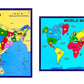 Khilonewale KidS Wooden World Map & India Map Puzzles Set With Knobs | Educational Learning Toys For Boys And Girls | Education