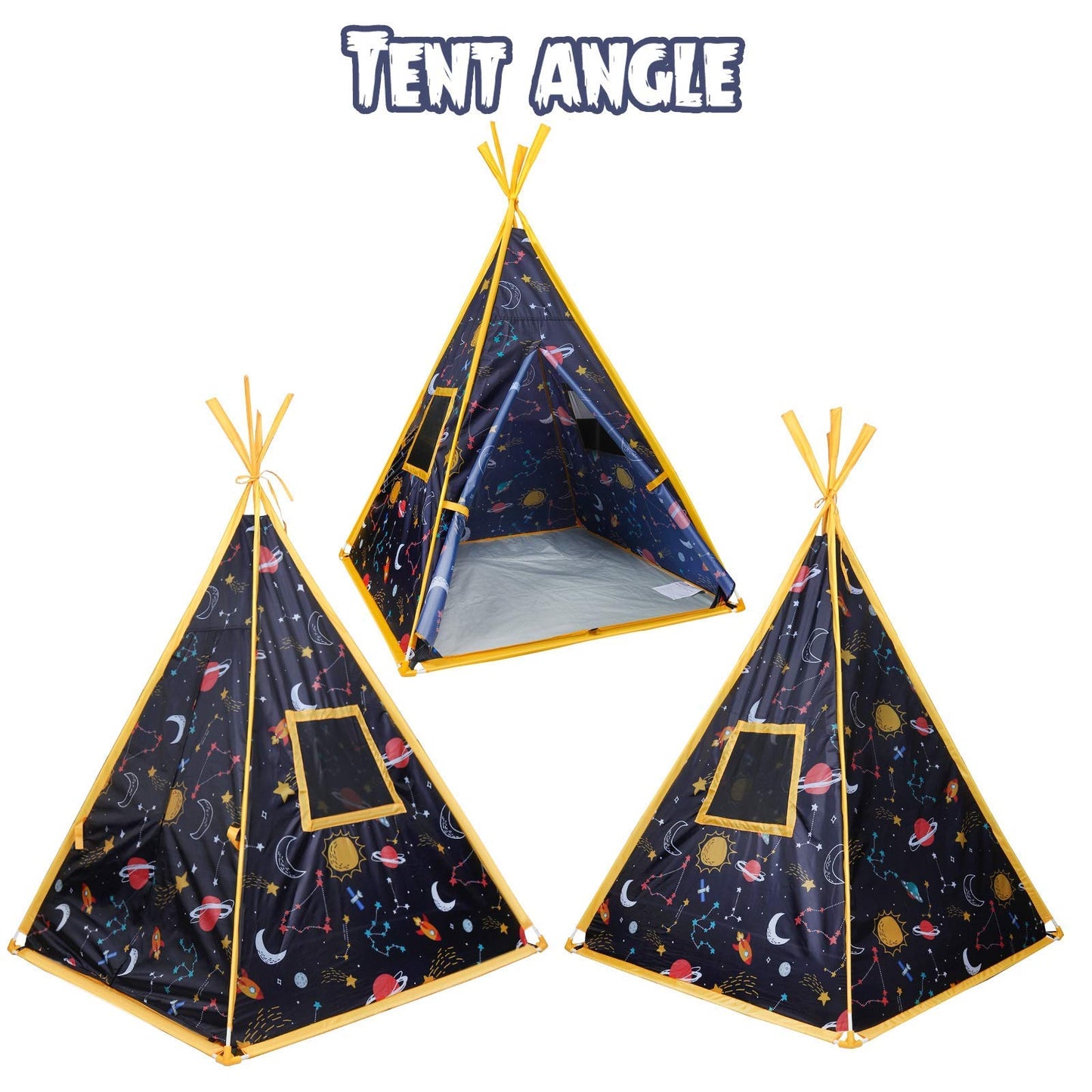 Mountrhino Kids Teepee Tent -44”X44”X61” Large Happy Hut Galaxy Space Kids Tent, Indoor Outdoor Playhouse Tents For Boys And Girls,Kids Indian Teepee Play Tent,Perfect Kid’S Gift