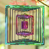 Wind Spinners Outdoor  3D Maze  Square  Gradient Multicolor  10 inches Stainless Steel Metal  Hanging Wind Spinners  Garden  Yard D?cor  Outside  Gifts for Women Mom Wife