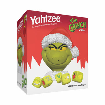 YAHTZEE Grinch Dice Game, Collectible Grinch Dice Cup with Green Dice, Christmas Themed Family Board Game, Classic Game with a F