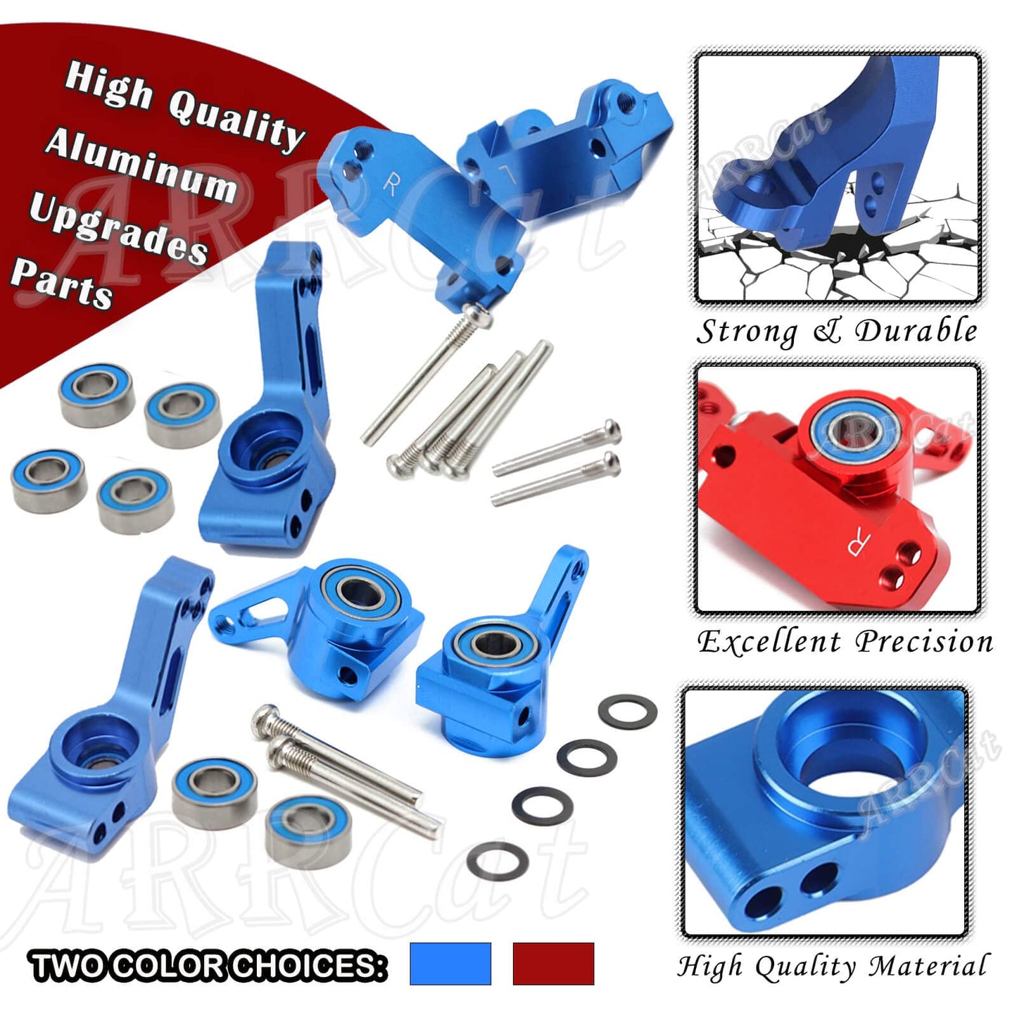 ARRCat RC Alloy Caster Block&Steering Blocks&Rear Stub Axle Carriers Upgrades Parts for 1/10 Slash VXL 2WD/Stampede VXL 2WD/Rust