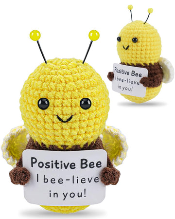 Jelutar Mini Funny Positive Potato, 3 Inch Knitted Doll With Positive Card For Cheer Up Gifts And Party Decorations, Cute Positive Potato Crochet Doll For Birthday Gifts (Positive Bee)