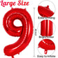 AIQINHU Red Foil Number 9 Balloon, 40 Inch Jumbo Mylar for 9th Birthday Party Decorations