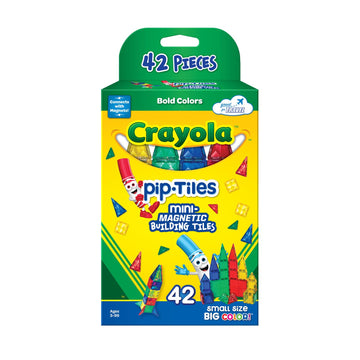 Createon Crayola Mini Magnetic Pip-Tiles, Building Set For Kids, Magnetic Building Toys For Kids, Stem Travel Toys For Boys And Girls Ages 3+, 42-Piece Set (Bold)