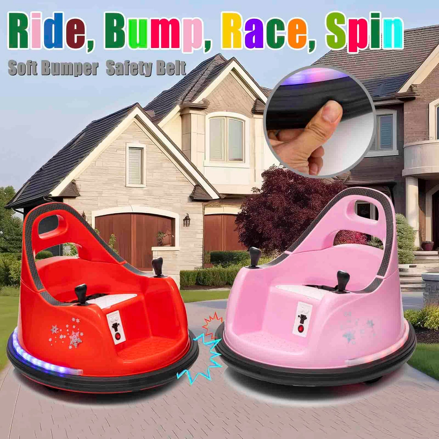 Luibas Kids Ride On Bumper Car For Toddlers& Kids, 12V Battery Powered Electric Vehicle Ride On Toys Car W/Parents Remote Contro