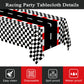 Wnink 2 Pcs Racing Car Theme Tablecloths Car Disposable Plastic Tablecloths Black Checkered Flag Table Covers Racetrack Rectangu