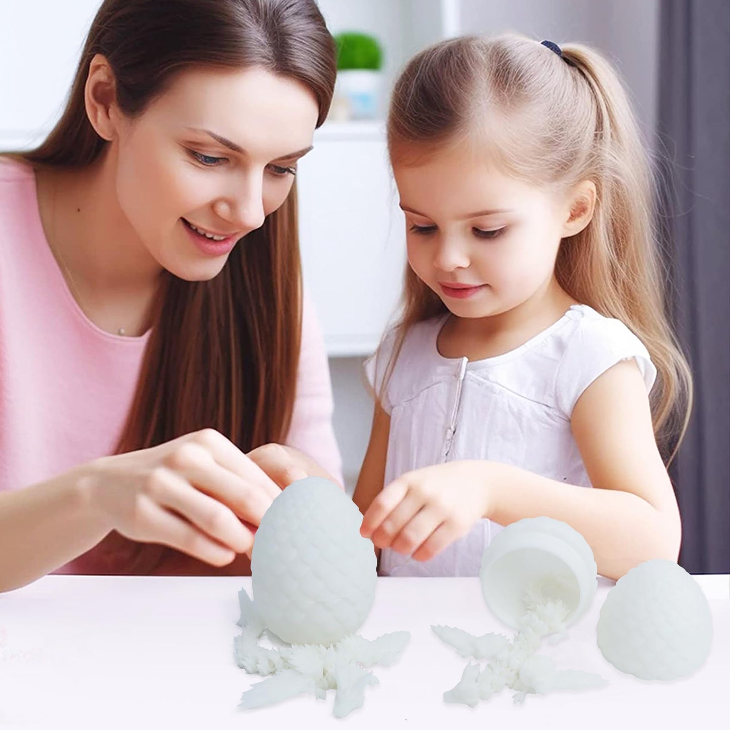 Flavery 3D Printed Flying Dragon In Egg - 9'' Flexible Winged Crystal Dragon Inside, Colorful Fidget Toy, Birthday Gift, Desk Pe