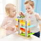 TOP BRIGHT Wooden Race Track Car Ramp for Toddlers - 4 Mini Cars, Toddler Race Track, Ramp Racer Suit, Ideal Gifts for 1-2 Year Olds