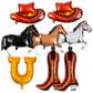 8Pcs Western Party Decorations Foil Balloons With Cowgirl Hat Balloons Boot, Horse Balloons And A U-Shaped Foil Balloon For Western Cowboy Rodeo Birthday Party Bachelor Party Wedding Decor Supplies