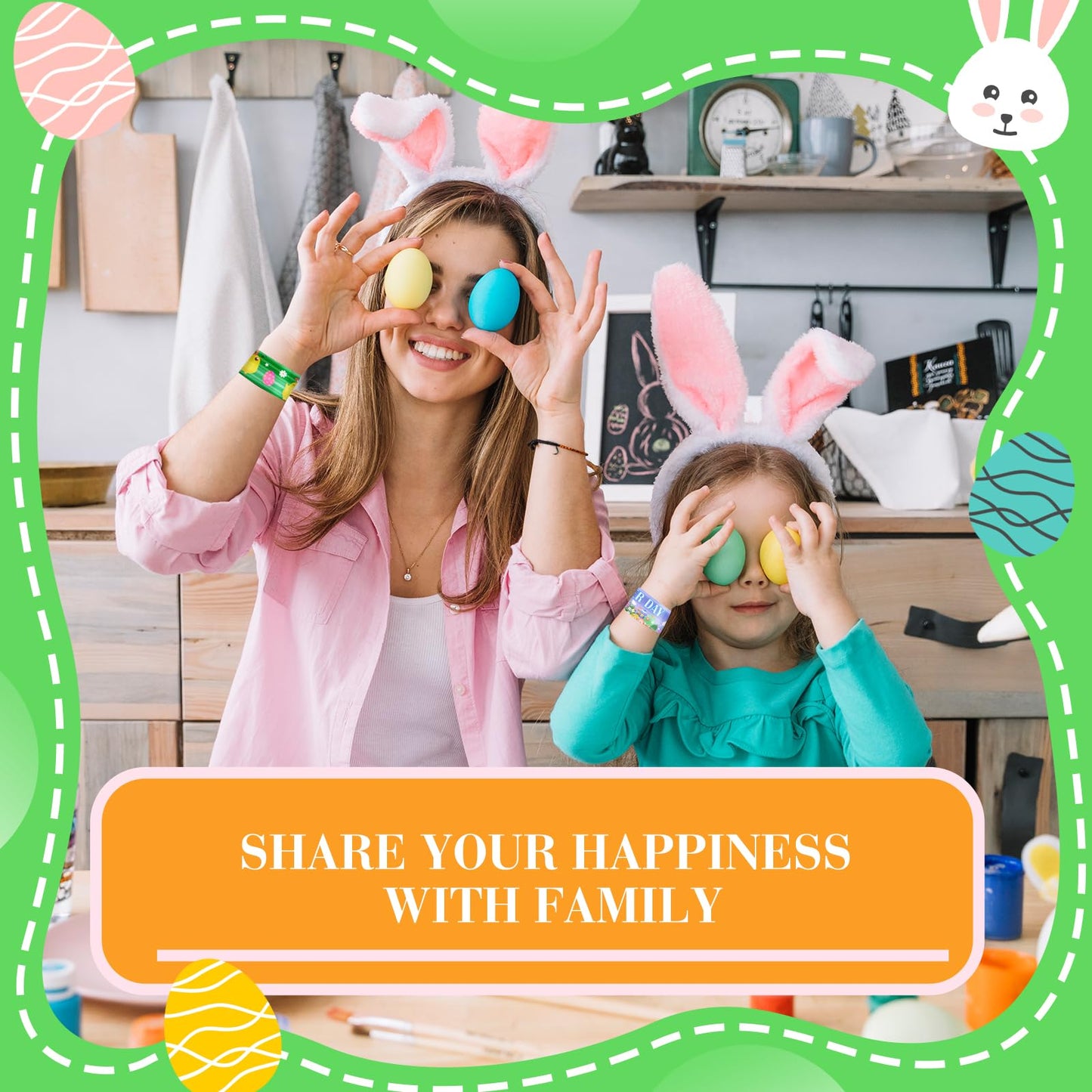 48 Pieces Easter Slap Bracelets Bulk Party Favors for Kids - 12 Designs Spring and Easter Themed Snap Bands, Classroom Exchanges