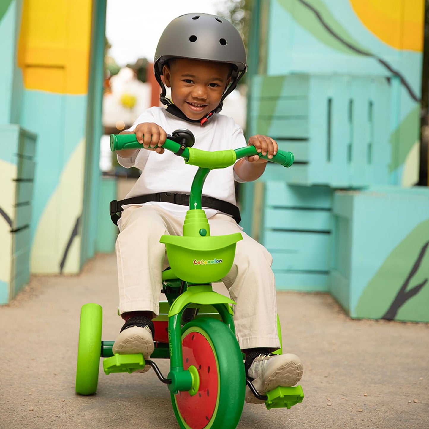 Jetson Cocomelon Light-Up Trike, Front And Rear Baskets, Multi-Colored Led Lights, Seatbelt And Bell, Green, Ages 2-4, Medium