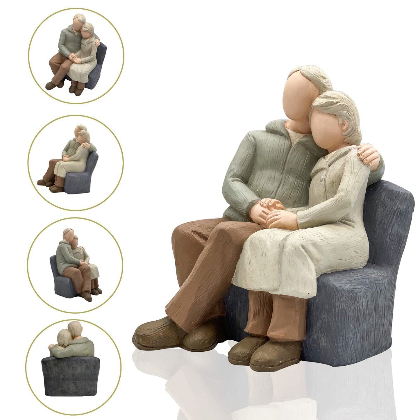Camsoon Couple Anniversary Sculpted Hand-Painted Figure Gifts Husband And Wife Wedding Figurine Gift, Happy 10Th - 80Th Anniversary Statue For Him And Her Together