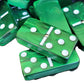 Domino Double 6 Green Marbleized Tiles With Spinners, Jumbo Tournament Size In Black Elegant Velvet Bag