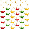 30 Pieces Chili Pepper Whirls Cinco de Mayo Pepper Decorations for Fiesta Party Mexico Spiral Hanging Party Streamers for Decor 