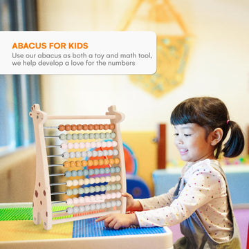 Abacus For Kids - Math Counting Toy Made Of Wooden Beads And Rack - Children'S Wood Number Counters For Teaching Addition, Subtr