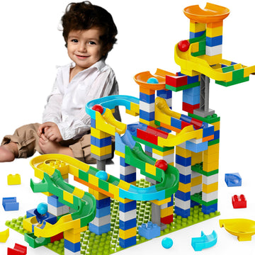 3In1 Marble Runs For Kids 4-8 Building Blocks/246Pcs Classic Big Blocks Toys Set Compatible With Duplo Lego Sets/Marble Maze Rac