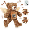 Leyndo Angel Remembrance Bear Plush Stuffed Animal, 12 Inch, Dark Brown, Voice Recorder, Picture Frame Memorial Toy for Gifts