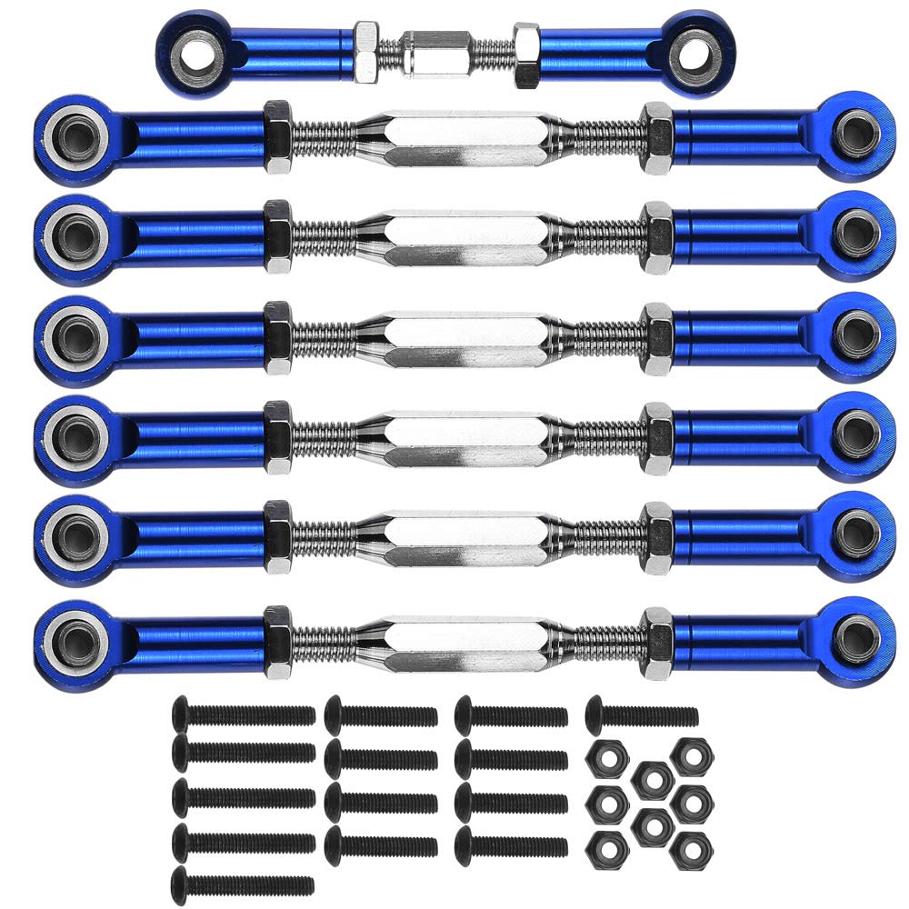 7-Pack Adjustable Alloy Turnbuckles Aluminum Camber Toe Links Set for 1/10 Traxxas Slash 2WD RC Truck Upgrade Hop-Up Parts