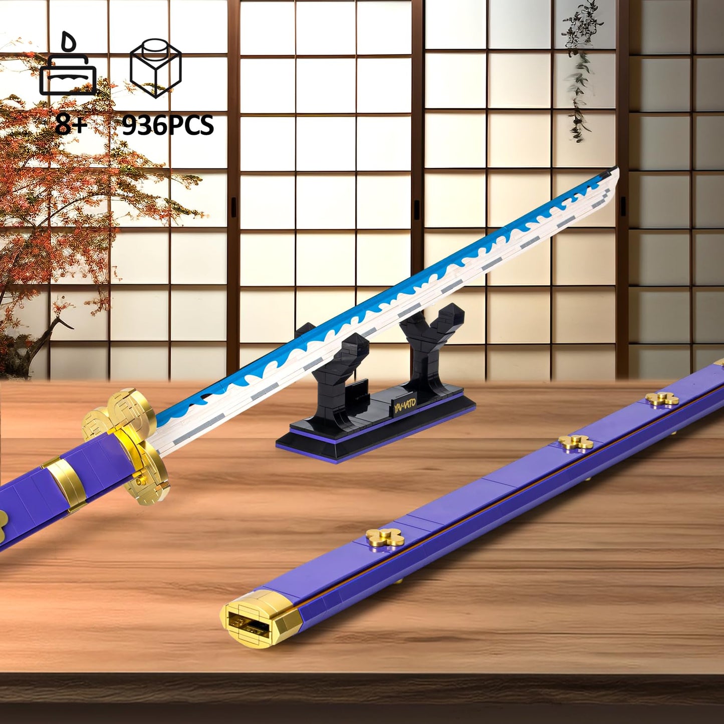 SATHIBI Yamato Sword Building Set, 38" Plastic Model Kit with Scabbard, 936PCS, Creative Anime Gifts for Ages 8+