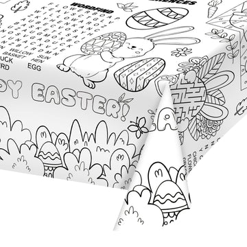 Gatherfun 2 pcs Disposable Easter Color-in Paper Tablecloth Decoration