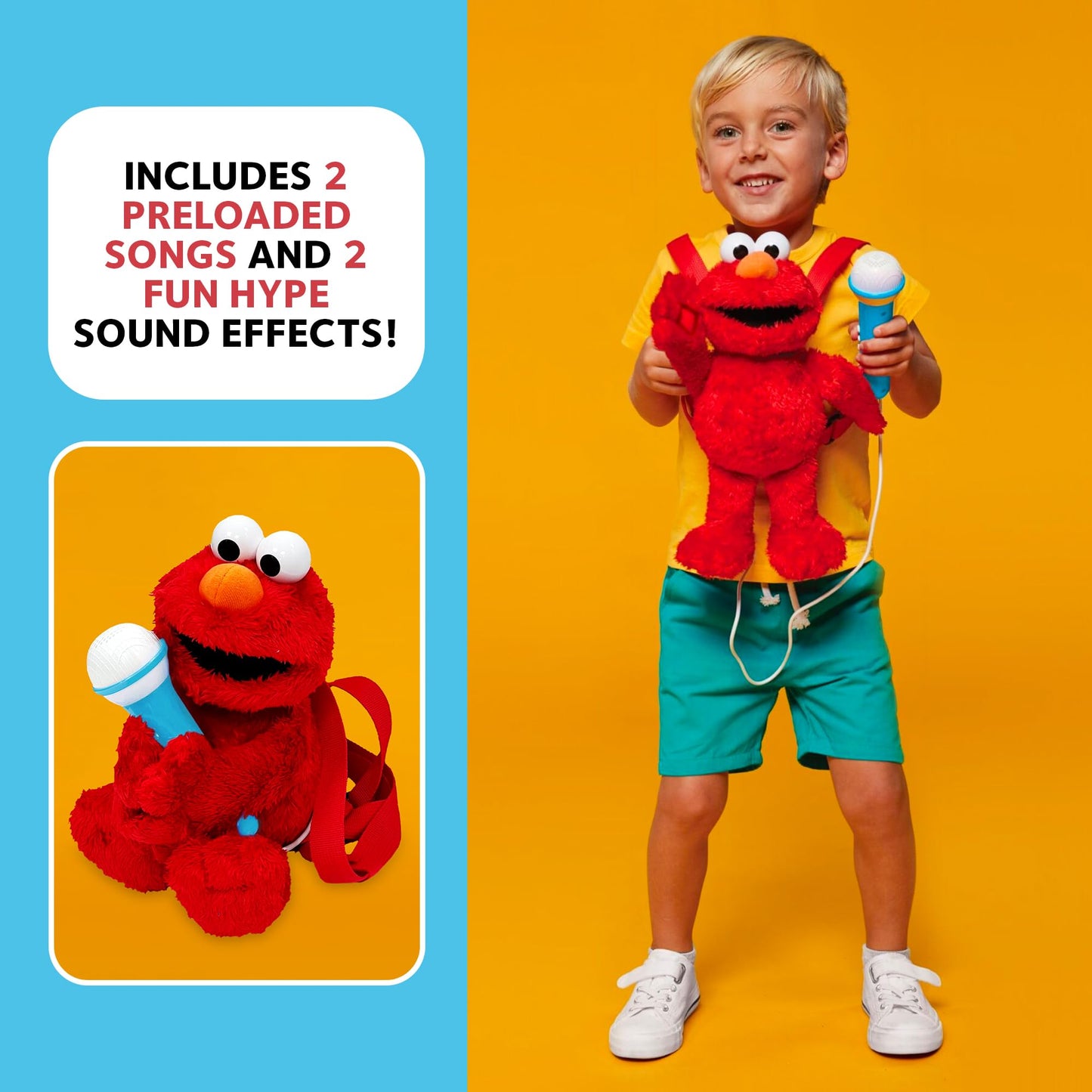 Singing Machine Karaoke Plush Sesame Street Toys (Abby Elmo Plush Toy) - Adjustable Carrying Straps - Sing-Along Built-In Real Working Microphone & Speaker With Record & Playback Function