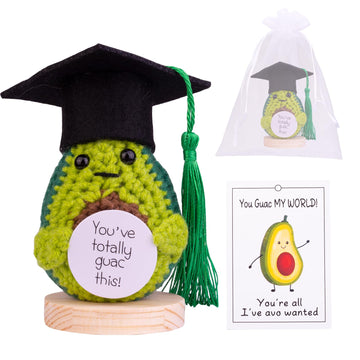 Cofubcad 2025 Graduation Gift Emotional Support Cucumber Graduation Cap Gift, Cute Knitted Crochet Cucumber Doll With Doctoral Hat Toy With Room Decoration(A2)