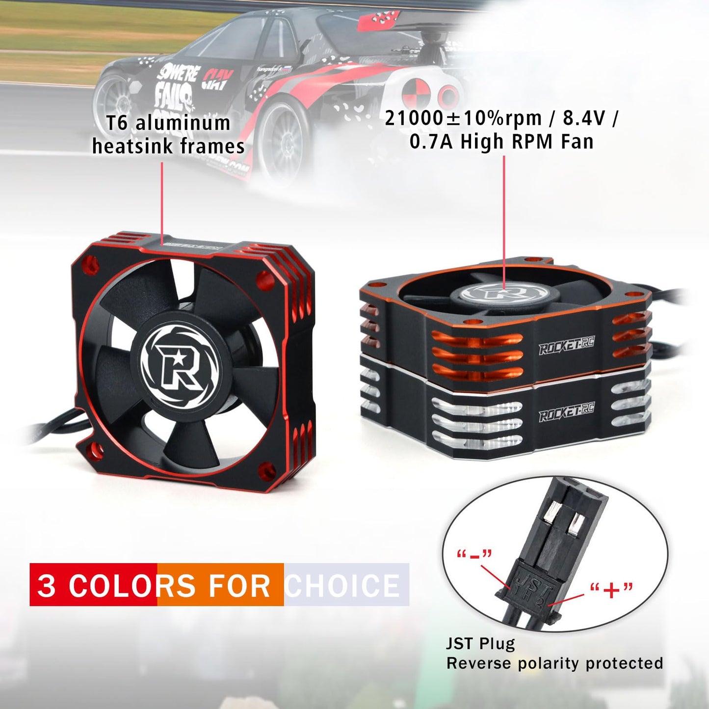 Surpass Motor Cooling Fan 21000RPM RC Motor Heatsink 35mm ESC Cooling Fan for RC Car 1/8 1/10 1/12 Scale 42mm Brushless Motor (B