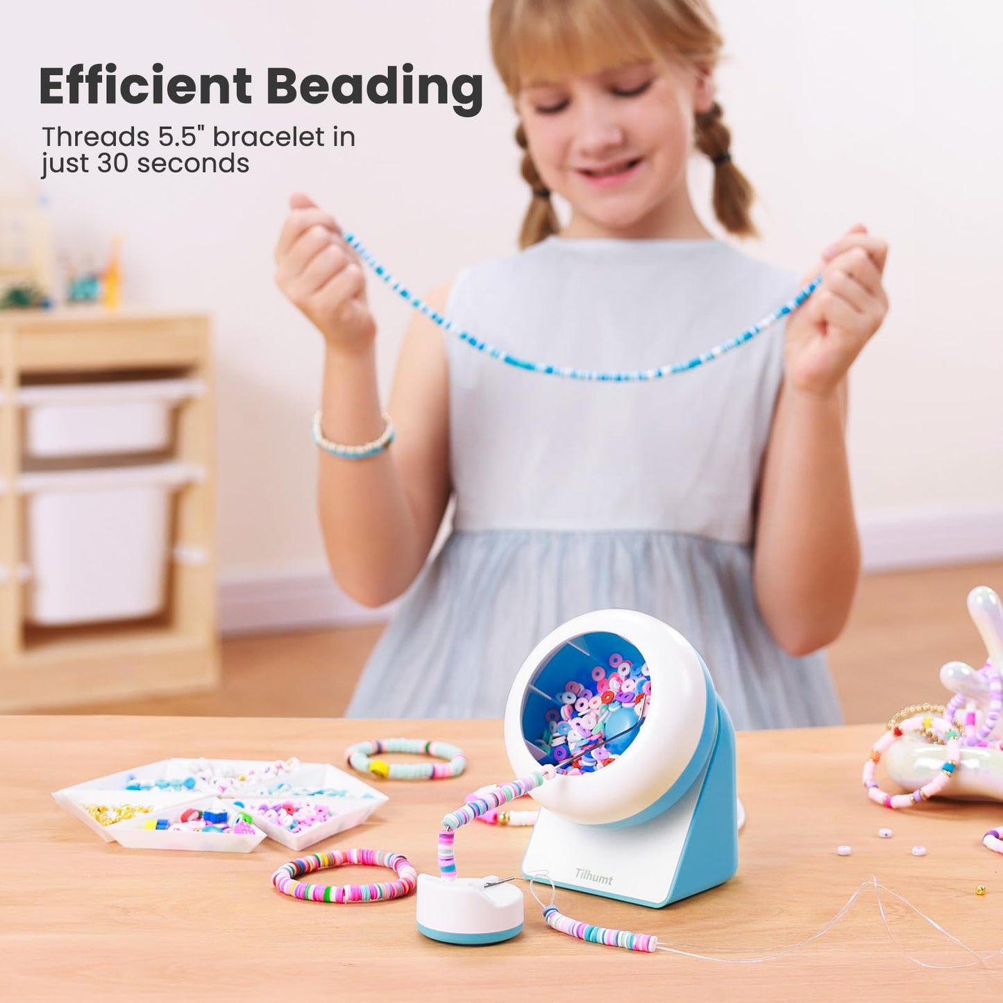 Tilhumt Bead Spinner With Clay Beads, Gift Beading Set For Girls Ages 8-12, 3824Pcs Clay Bead Bracelet Kit With Electric Bead Sp