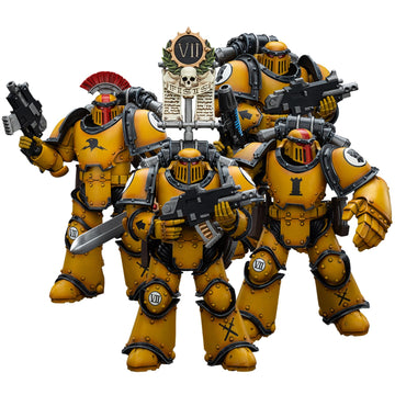 Joytoy Warhammer 40K Imperial Fists, Imperial Fists Legion Mkiii Tactical Four Person Team 1/18 Action Figure Collection Model