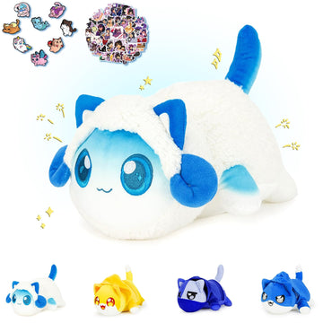Kowsi 69-Pcs ? 11-Inches Sheep Pierce Cat Plush + 60-Sticker + 8-Pcs Shoe Charms - Clothing Cat Collection - 100% Embroidered Plushie - Cat Stuffed Animal Collectible (Sheep Pierce Cat)