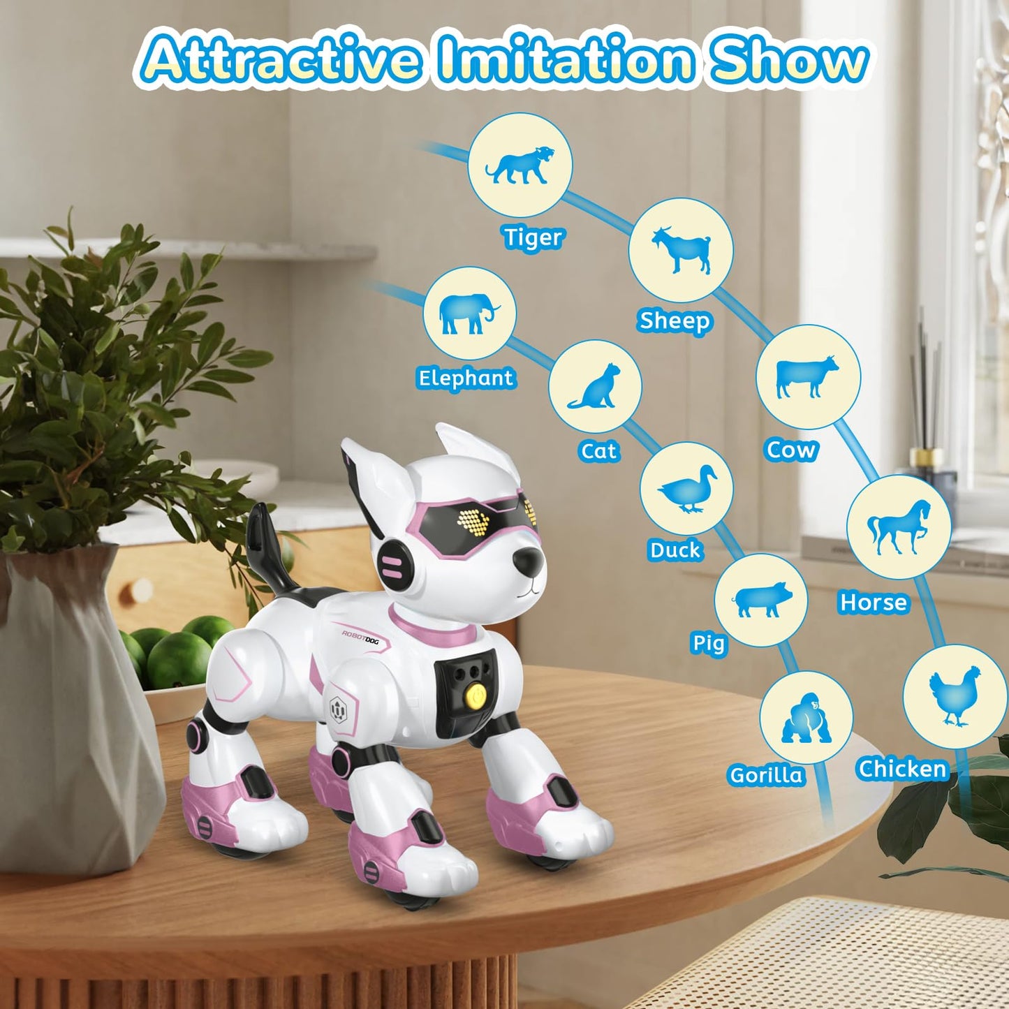 Smart Robots Dog Toy for Kids, Programmable Interactive RC Robotic Pets with Voice Control and Touch Sensory, Imitates Animals M
