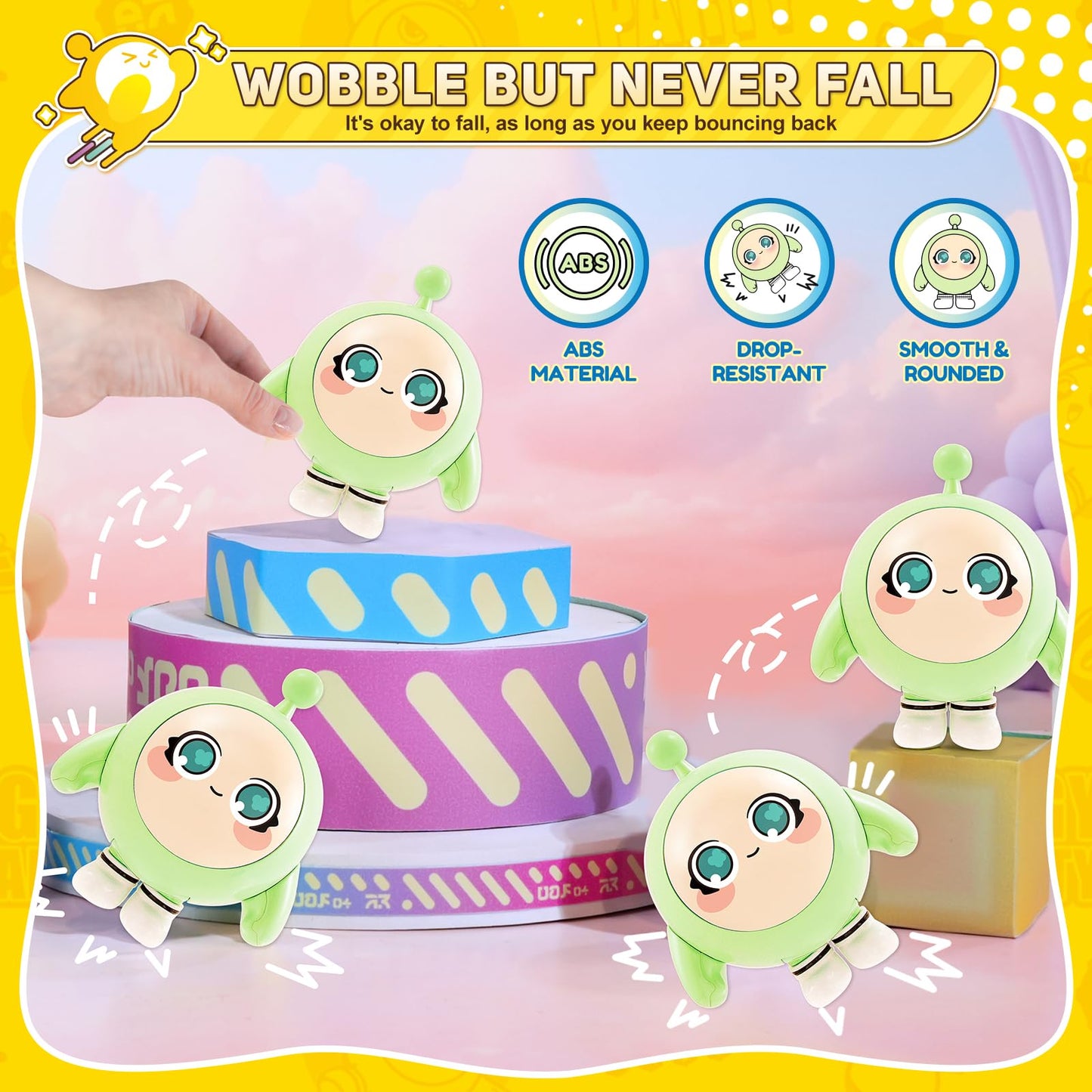 A Alpha Eggy Party Toys, Minty Action Figures Transformer Toys, 2-In-1 Eggy Wobbler Toys To All Ages, Cute Tumbler Toys For Kids