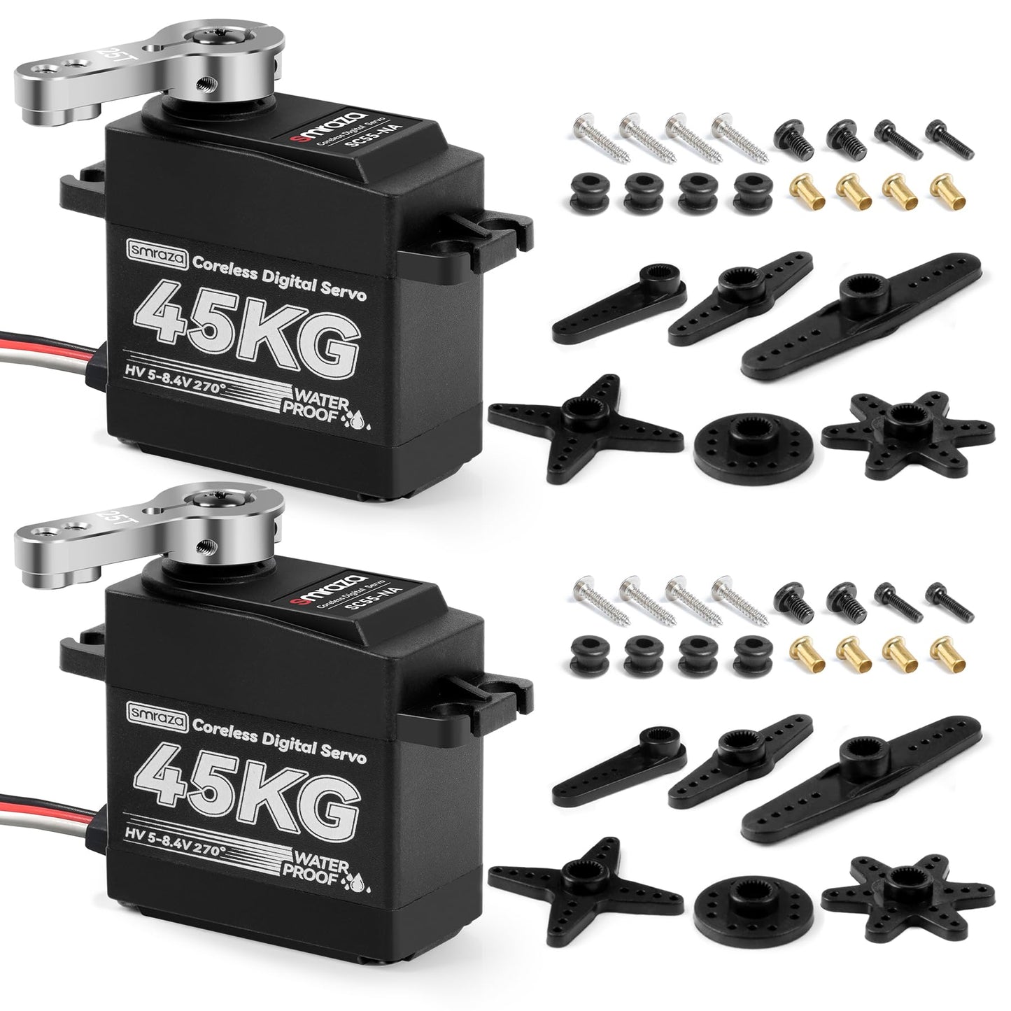 Smraza 45KG Servo Motor Steering High Torque for RC: 2pcs HV 8.4V Coreless Waterproof Digital Servo with Full Metal Gear for RC
