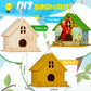 Juexica 4 Pack Wooden Birdhouse Kit DIY Buildable Bird House with Paint and Paintbrushes Art and Crafts Painting Kits for Boys G