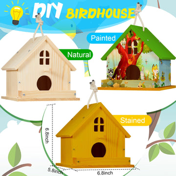 Juexica 4 Pack Wooden Birdhouse Kit DIY Buildable Bird House with Paint and Paintbrushes Art and Crafts Painting Kits for Boys G