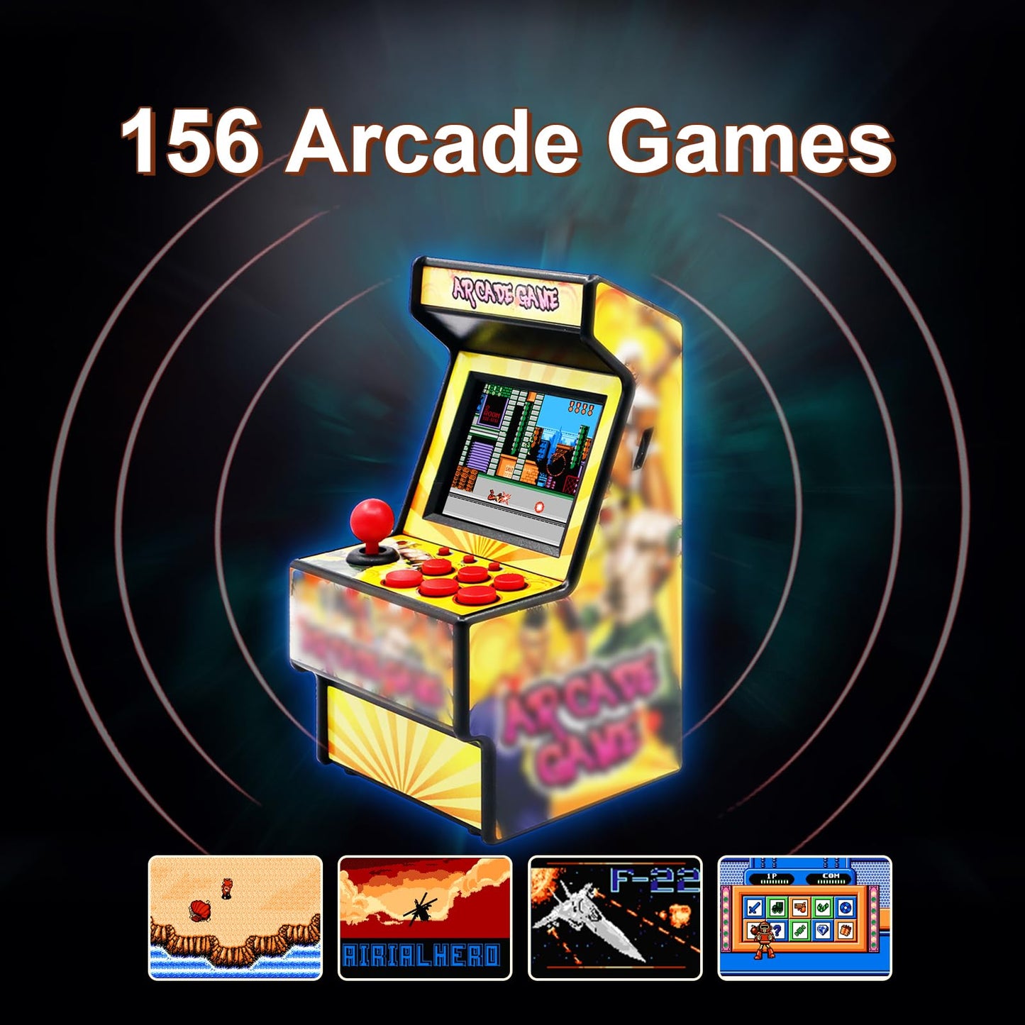 Easegmer Mini Arcade Game Machines For Kids With 156 Classic Portable Handheld Video Games 16 Bit 2.8 Inches Screen Travel Gaming Electronic Toys Novelty Gift For Boys And Adults - Yellow