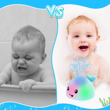 Baby Bath Toys, Toddler Bath Toys For Kids Ages 3+, Light Up Whale Bath Toy Sprinkler, Infant Baby Toys Bathtub Fountain Water T