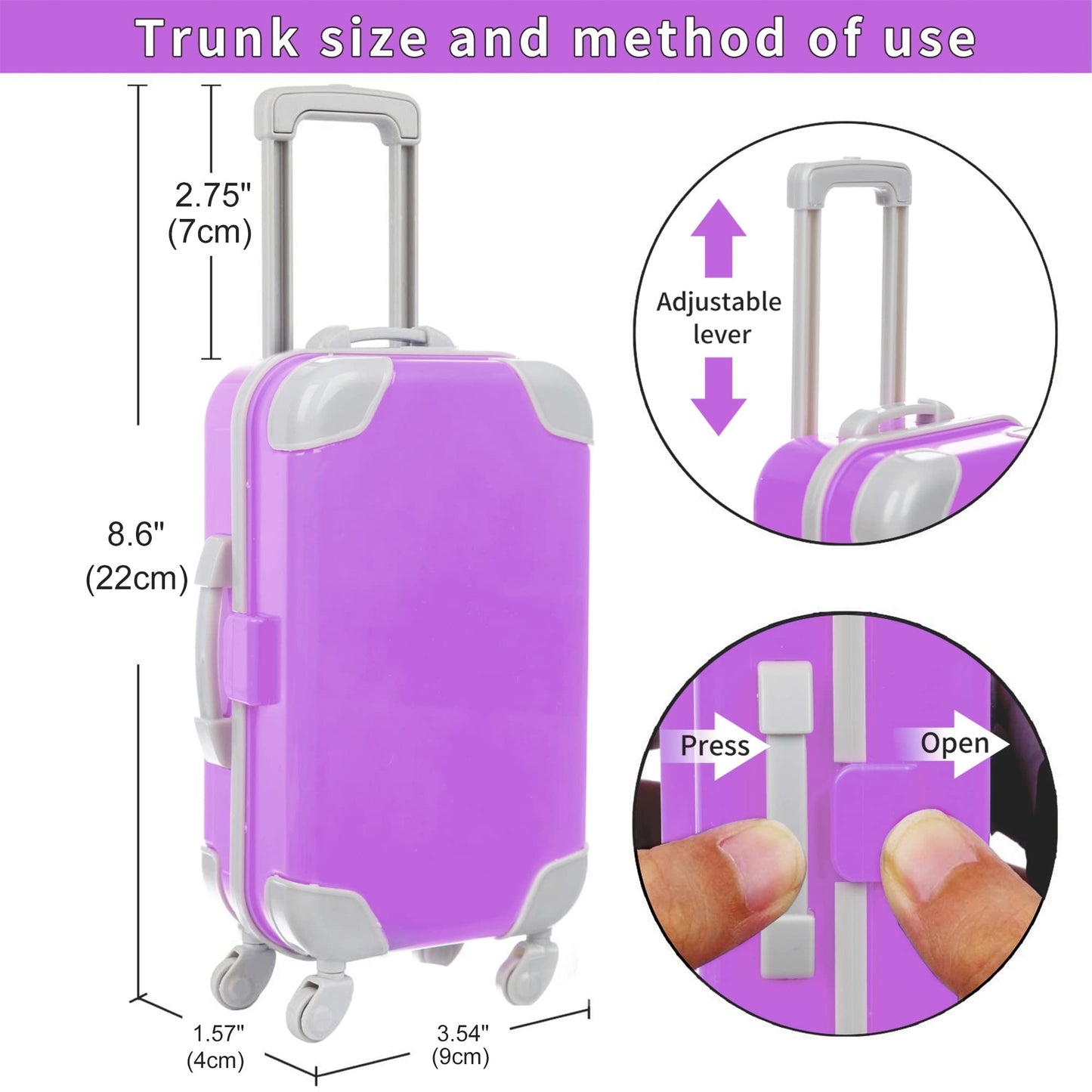 Mermaid 18 Inch Doll Clothes And Doll Accessories Case Luggage Travel Play Set Include Suitcase, Dresses, Bag, Camera, Glasses, Pillow, Eyeshade Etc (No Doll)