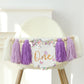 HODIHIWI Handmade Butterfly Flower 1st Birthday High Chair Banner Purple Party Decoration For Girls Boys Wall Hangings Decorativ