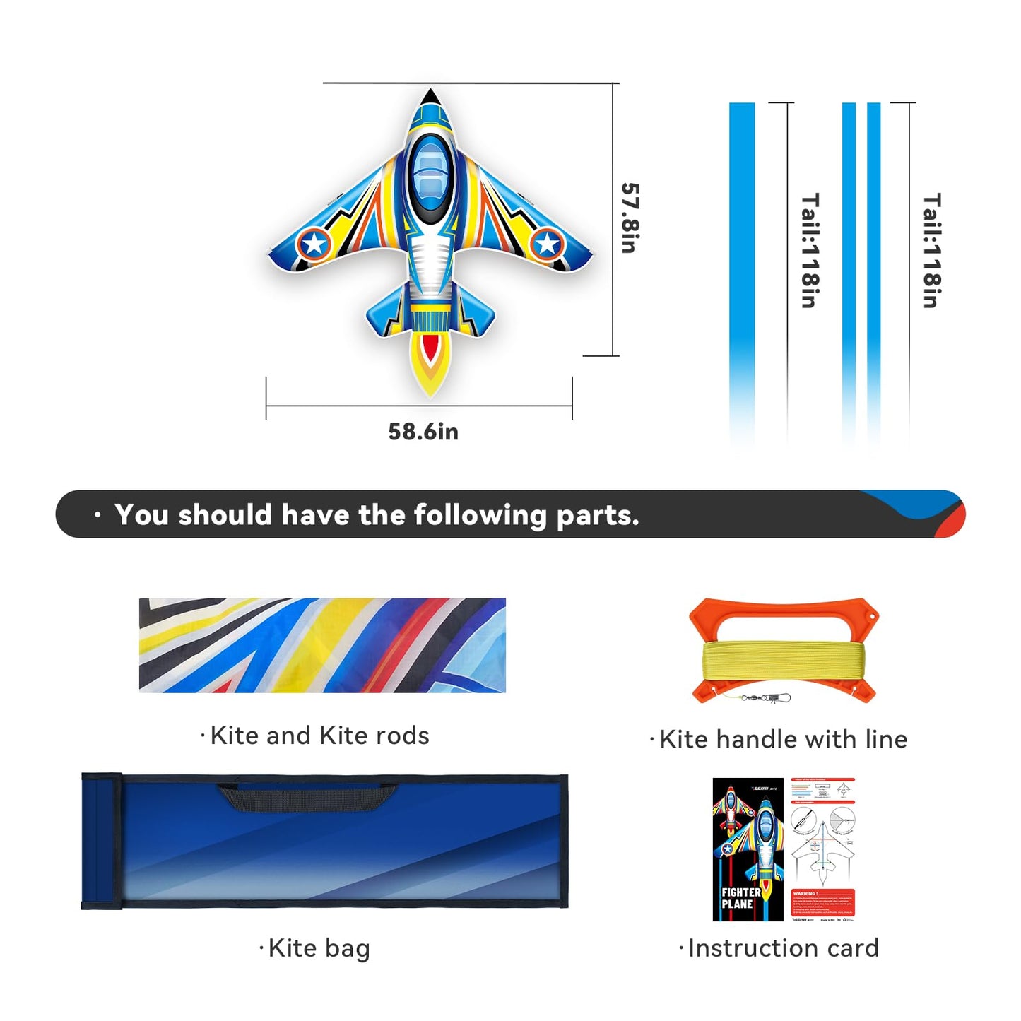 Sgftre Airplane Kite For Kids And Adults, Easy To Fly With Durable Fiberglass Frame, Outdoor Fun Sports Plane Kite With Handle A
