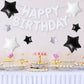 Happy Birthday Balloons Banner, White Happy Birthday Foil Balloons 16 Inch Mylar Foil Letter Balloons With 8 Pcs Black White Sta