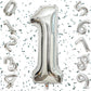 Flyloons 1 number Silver Foil Balloon 16 inch Size Birthday Decoration Items | 1st Year Balloons | One