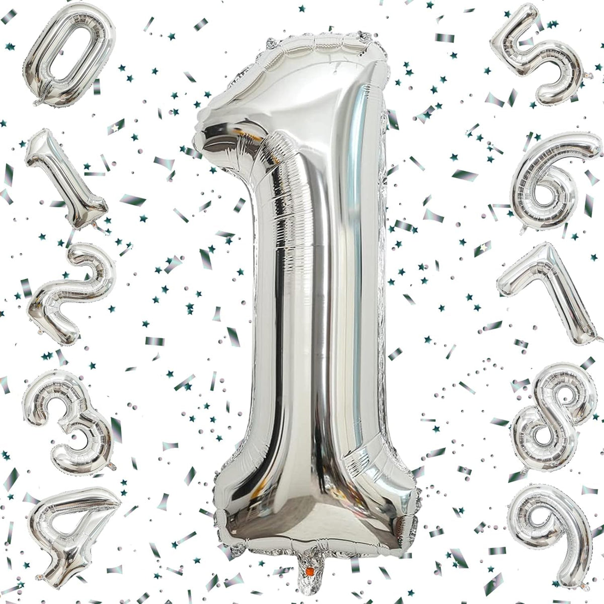 Flyloons 1 number Silver Foil Balloon 16 inch Size Birthday Decoration Items | 1st Year Balloons | One