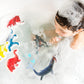 Sienon Jurassic Mosasaurus Dinosaur Toy Figure 11.4’’, Mosasaurus Hunting For Pterosaur Model Dino Figurines, Large Plastic Ocean Dinosaur Playset For Bath Pool Toy Cake Topper (Pterosaur Included)