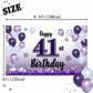LASKYER Happy 41st Birthday Decorations,41st Purple Balloon Large Birthday Banner Backdrop Sign,41 Years Old Bday Party Supplies