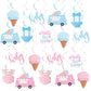 Ice Cream Gender Reveal Party Decor, 20Pcs Ice Cream Whats the Scoop Hanging Swirls, Pink Blue Ceiling Streamers for Summer Ice