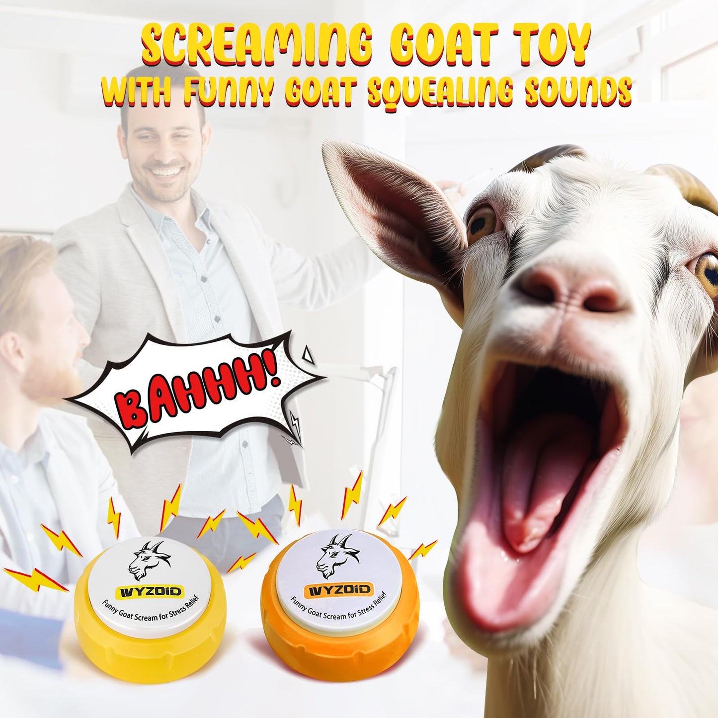 WYZOID Screaming Goat 2 PCS  Comes with 4 AAA Batteries Screaming Desk Toy Talking Button Make Funny Screaming Goat - Provide Interesting Gifts for Friends and Colleagues