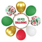 Funhot Christmas Balloons, 60 Pcs Red Green Gold Balloons, 12 Inch Red Green Confetti Balloons Metallic Gold Helium Balloons Whi