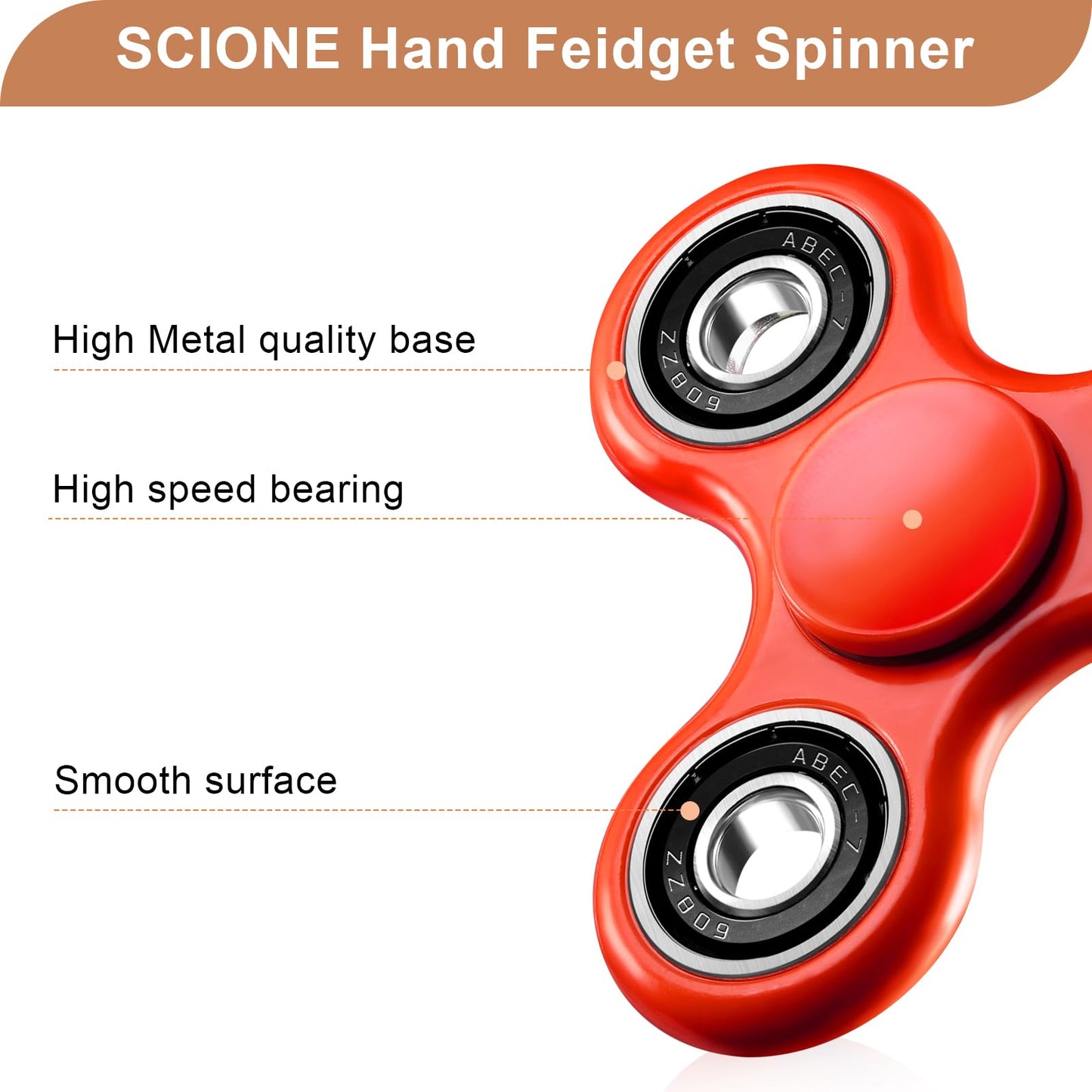 Scione Fidget Spinner Toy 1 Pack, Cool Fidget Spinners For Kids Adults, Sensory Fidgets Toys Anxiety Relief For Adhd Autism East