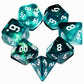 Galaxy Dice Set| Dark Green Mix Cyan Crystal DND Dice Set for Board Game